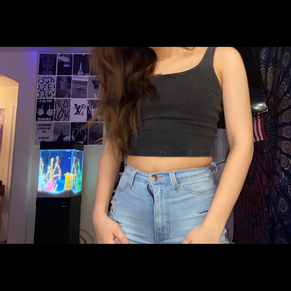 PacSun fadded black crop top